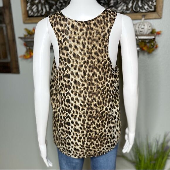 Skies Are Blue Sleeveless Sheer Layer Leopard Print Top Size Medium - Picture 8 of 9